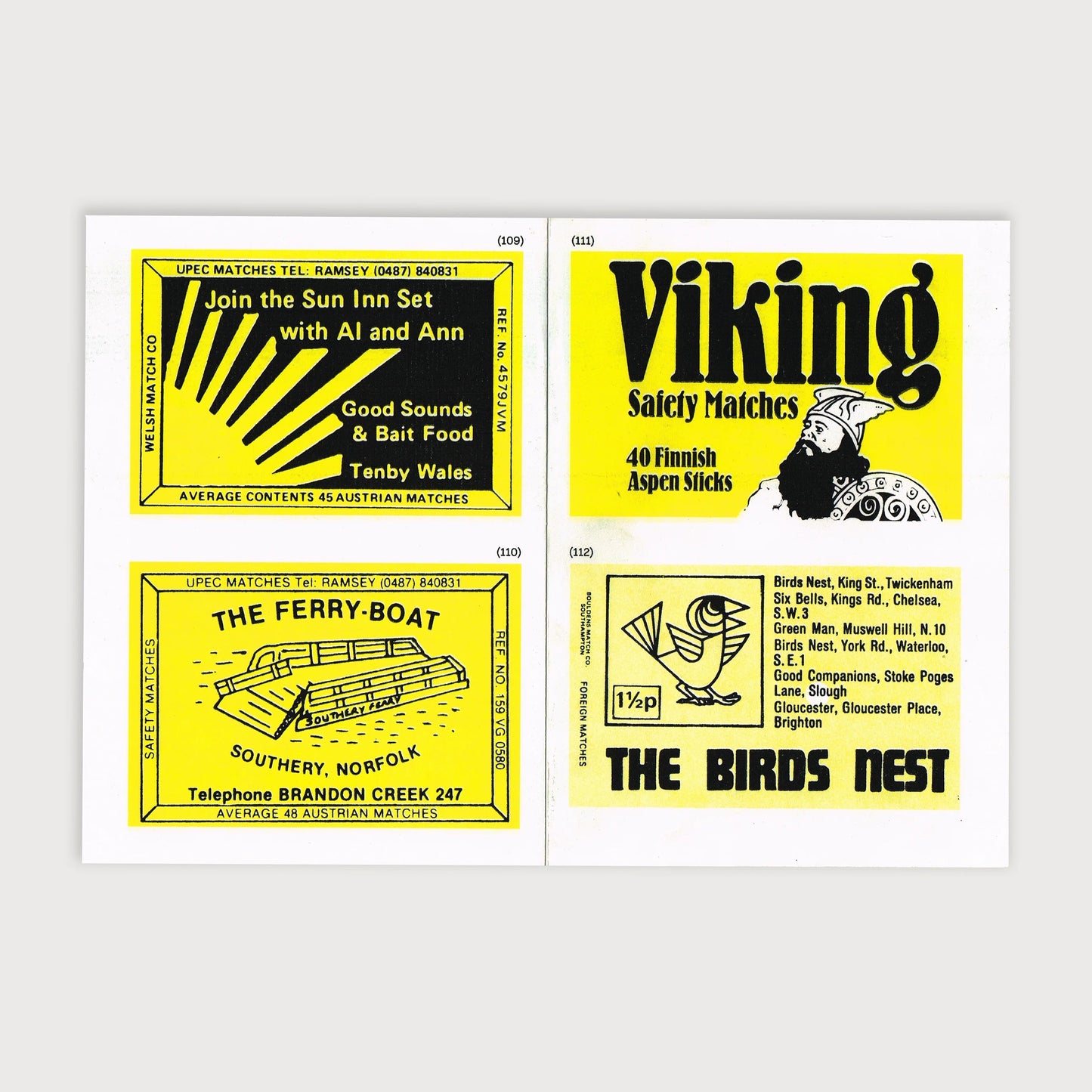 UK Pub Matchbox Labels