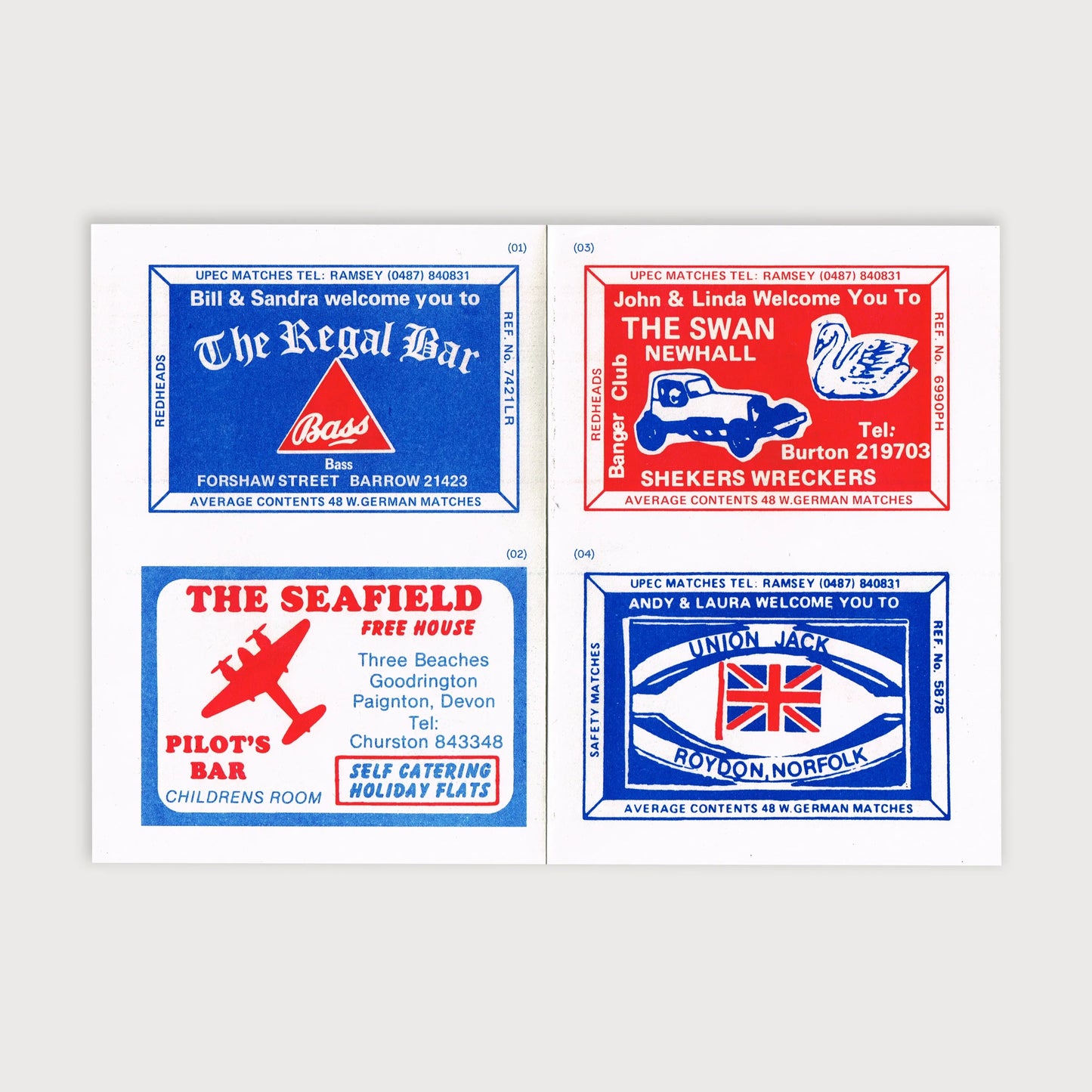 UK Pub Matchbox Labels