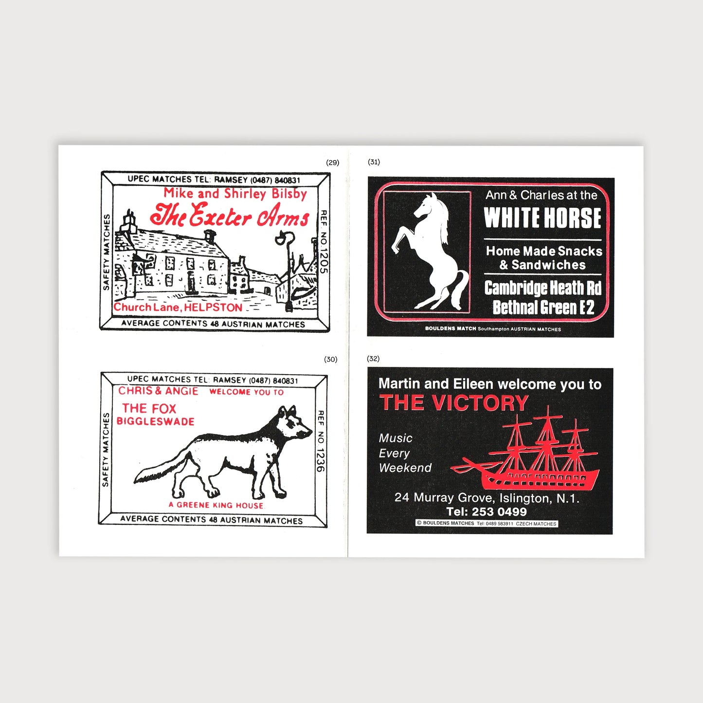 UK Pub Matchbox Labels